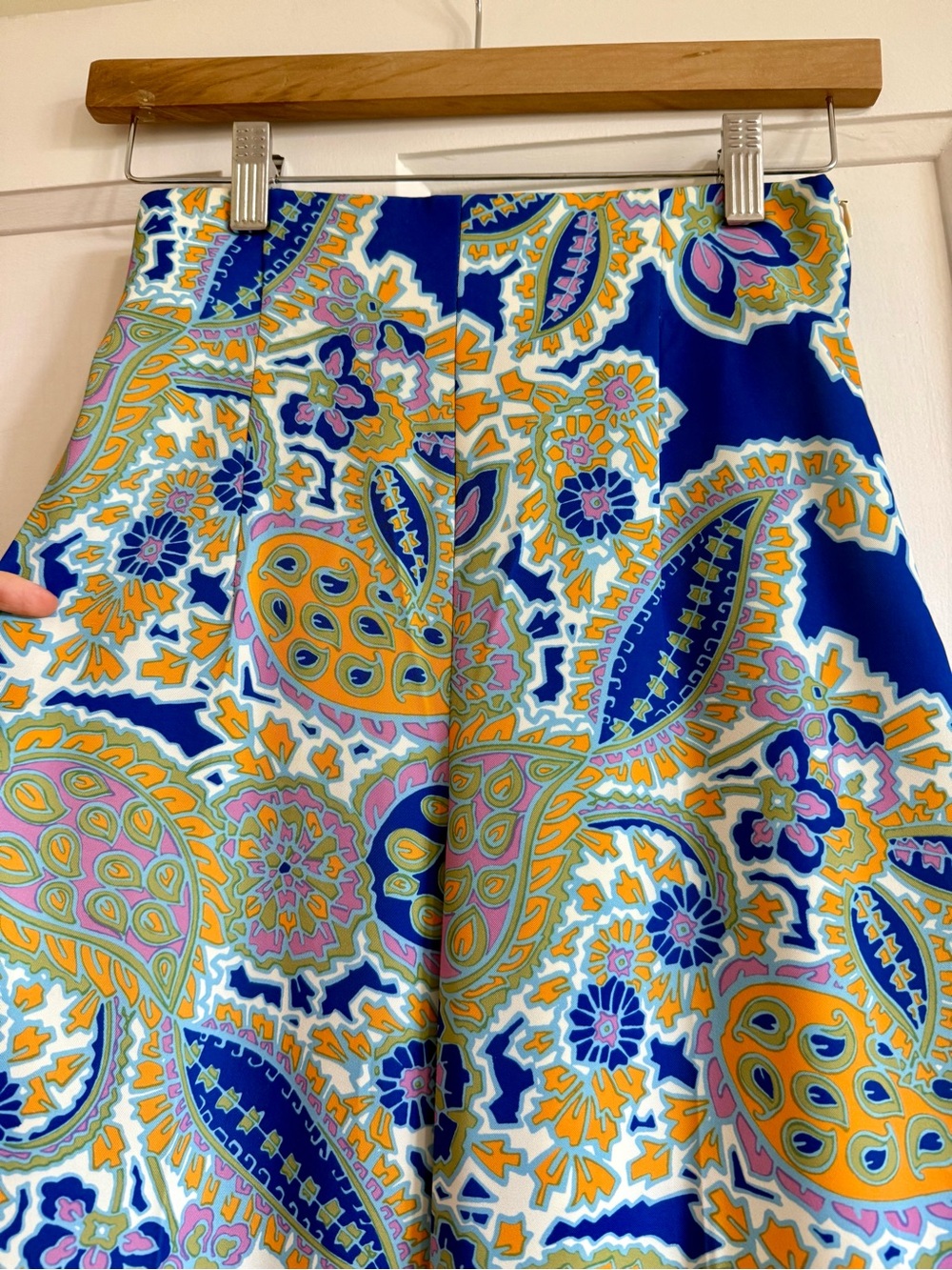 Zara Blue Paisley Maxi Skirt with Yellow and Pink Accents - Picture 2 of 5